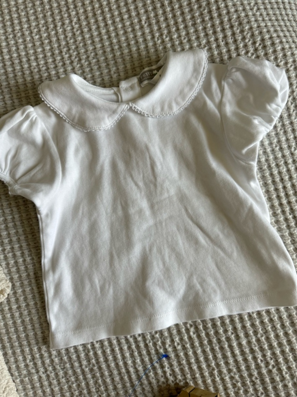 Petit Ami White Peter Pan Collar Puff Sleeve Top